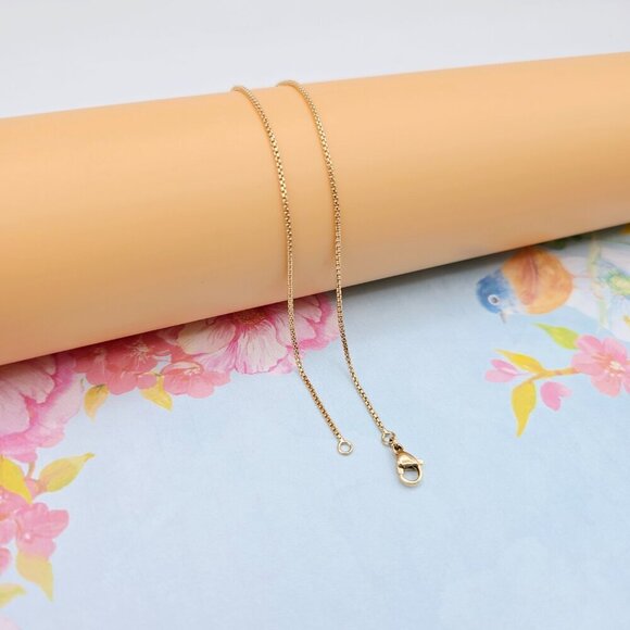 Classic Box Chain Rose Gold Necklace, 18 Inch, Gold Plated Brass, XPNL0111 - Picture 6 of 12